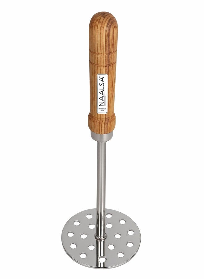 NAALSA MASHMATE Potato Masher Stainless Steel Vegetable Masher with Wooden Compress Handle 1pc - Image 1